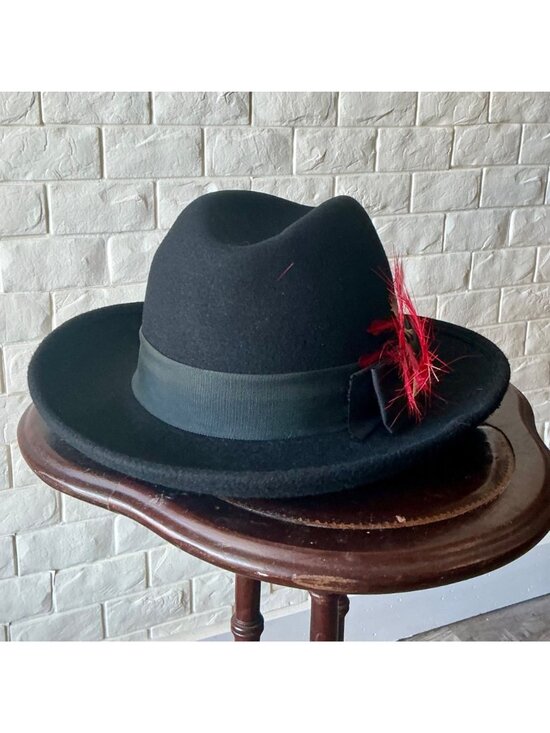 Vintage Georgi Newman Marcus Black Felt Feathered Hat with Bow Detail main image 7
